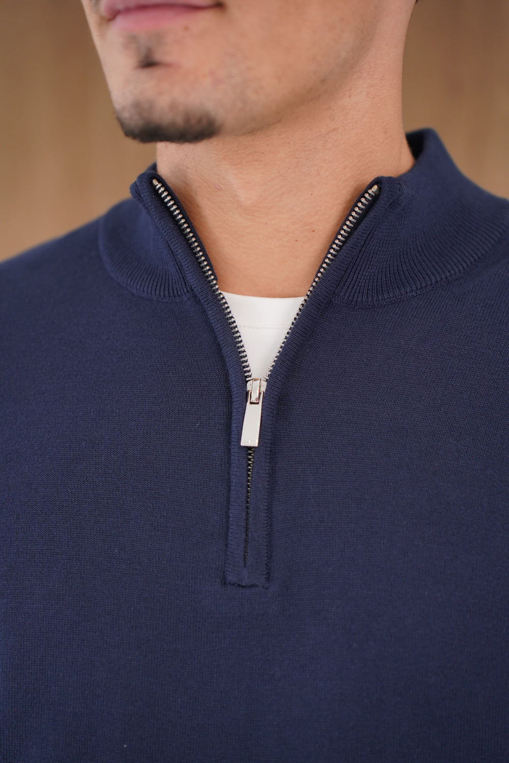 Capo Egyptian Cotton 1/4 Zip Top - Navy