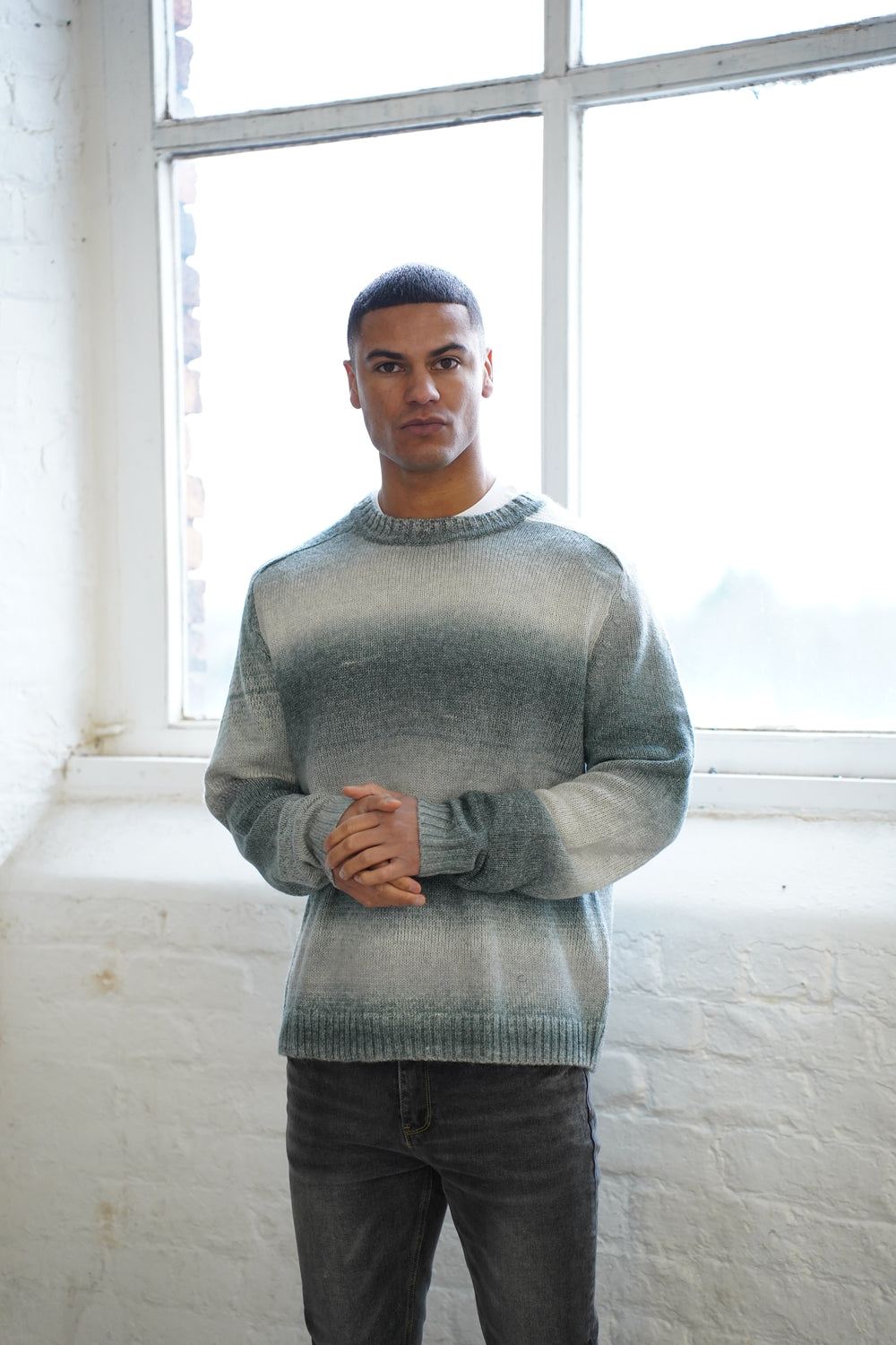 Capo Mohair Ombre Knit Jumper - Grey