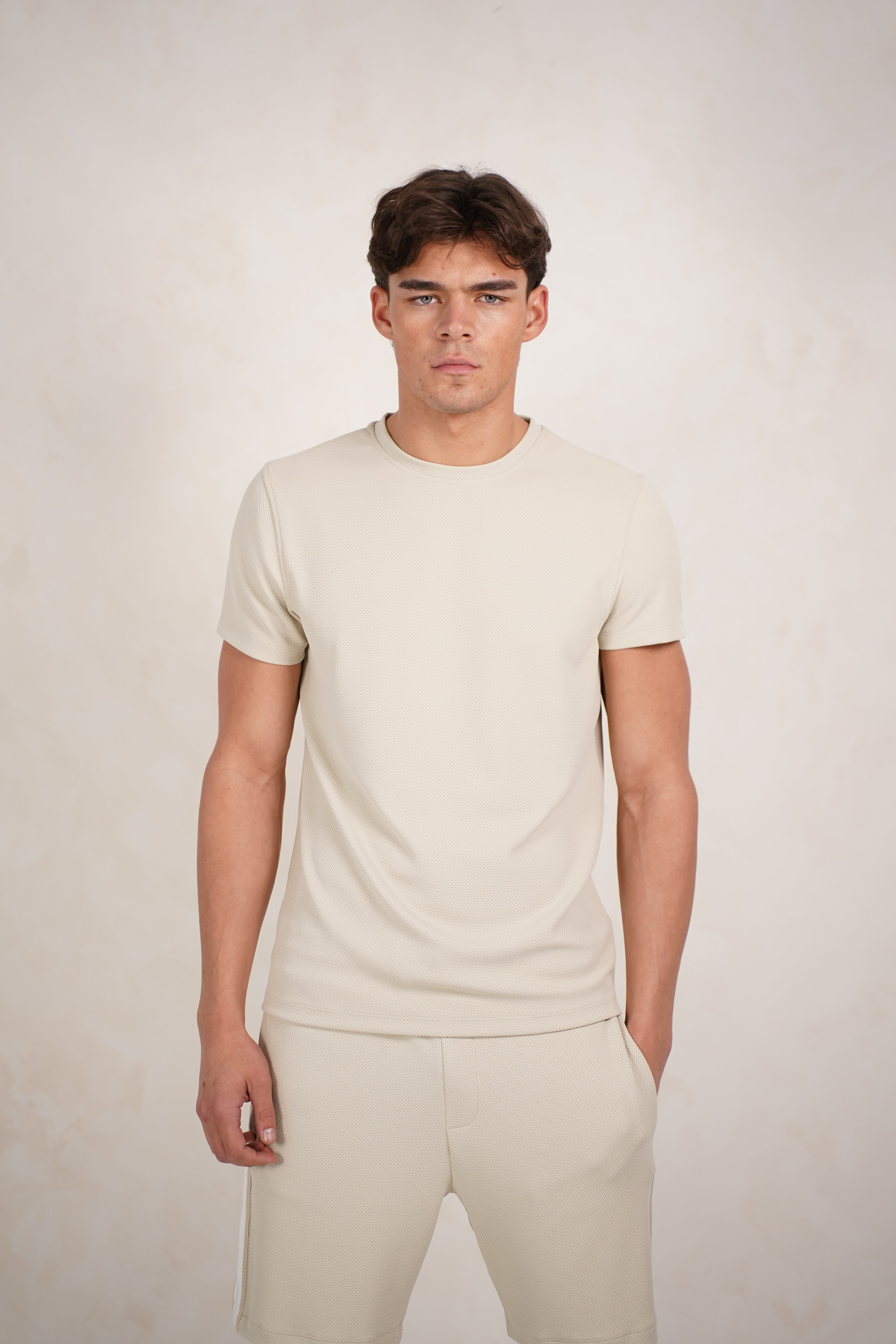 Capo Textured T-Shirt - Light Beige