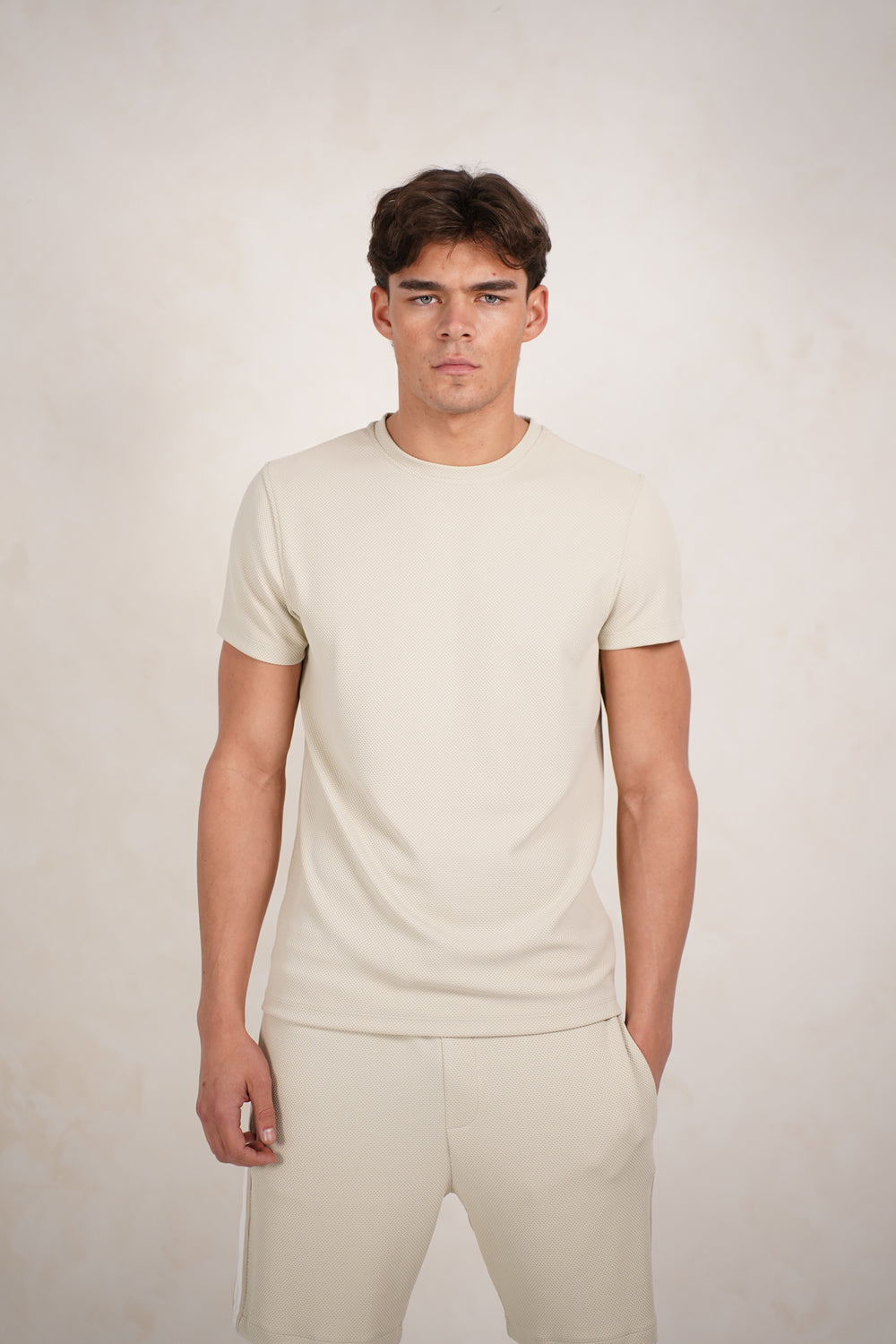 Capo Textured T-Shirt - Light Beige