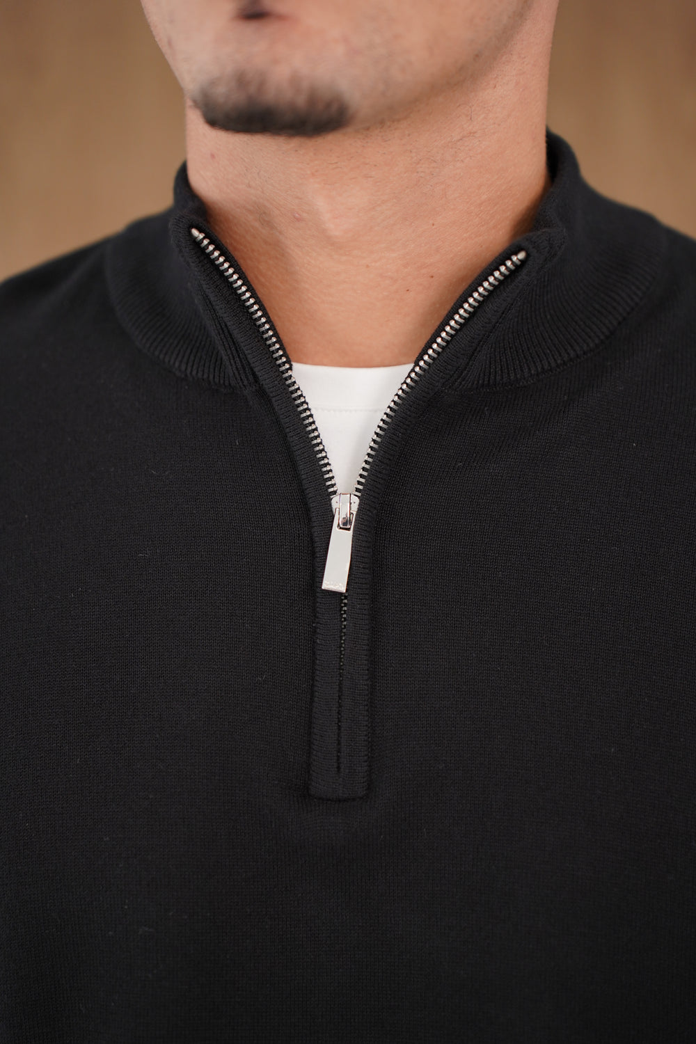 Capo Egyptian Cotton 1/4 Zip Top - Black