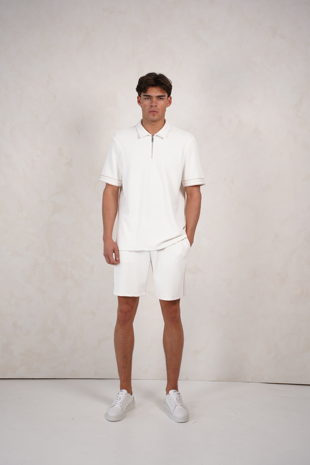 Capo Textured Tape Shorts - Off White