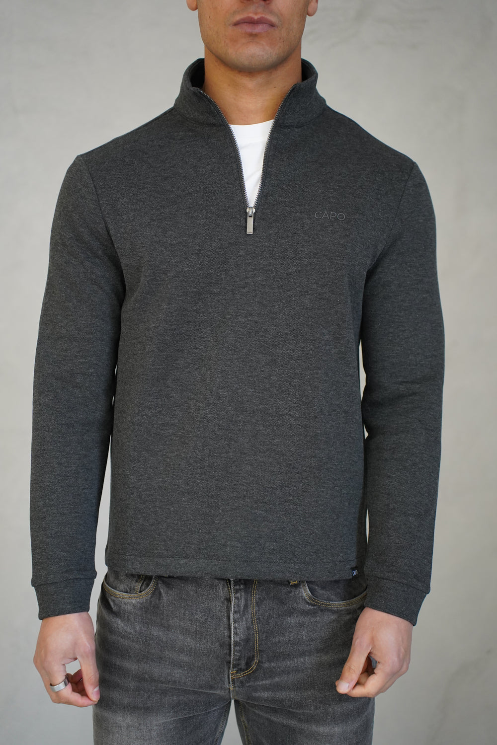 Capo Pique 1/4 Zip Top - Charcoal