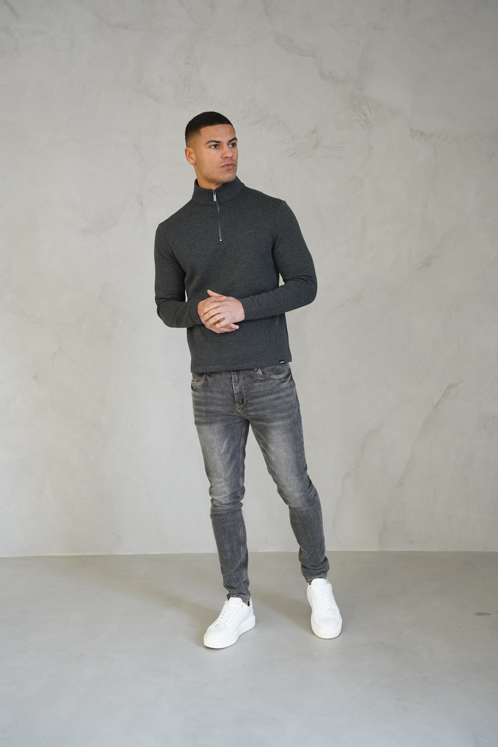 Capo Pique 1/4 Zip Top - Charcoal