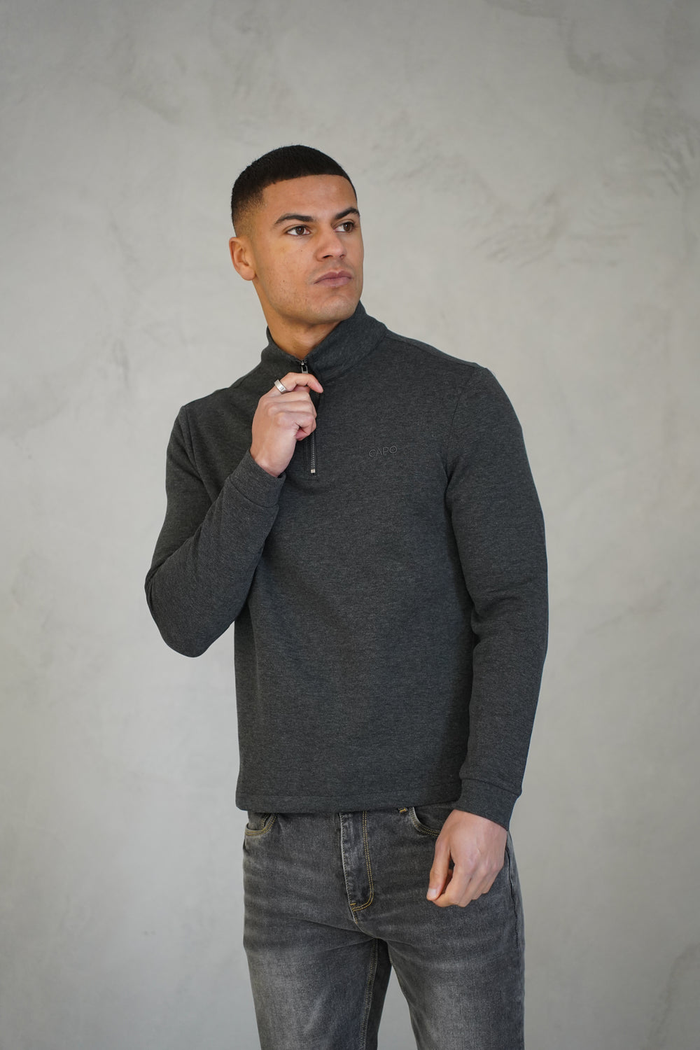 Capo Pique 1/4 Zip Top - Charcoal