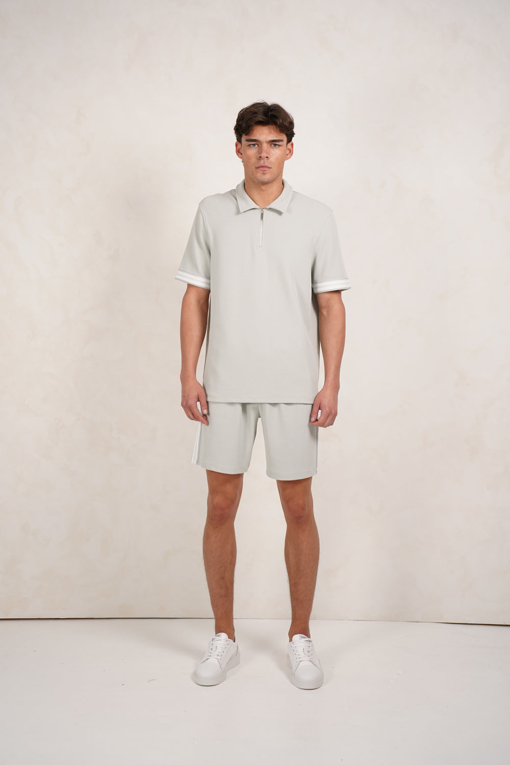 Capo Textured Tape Shorts - Dove Blue