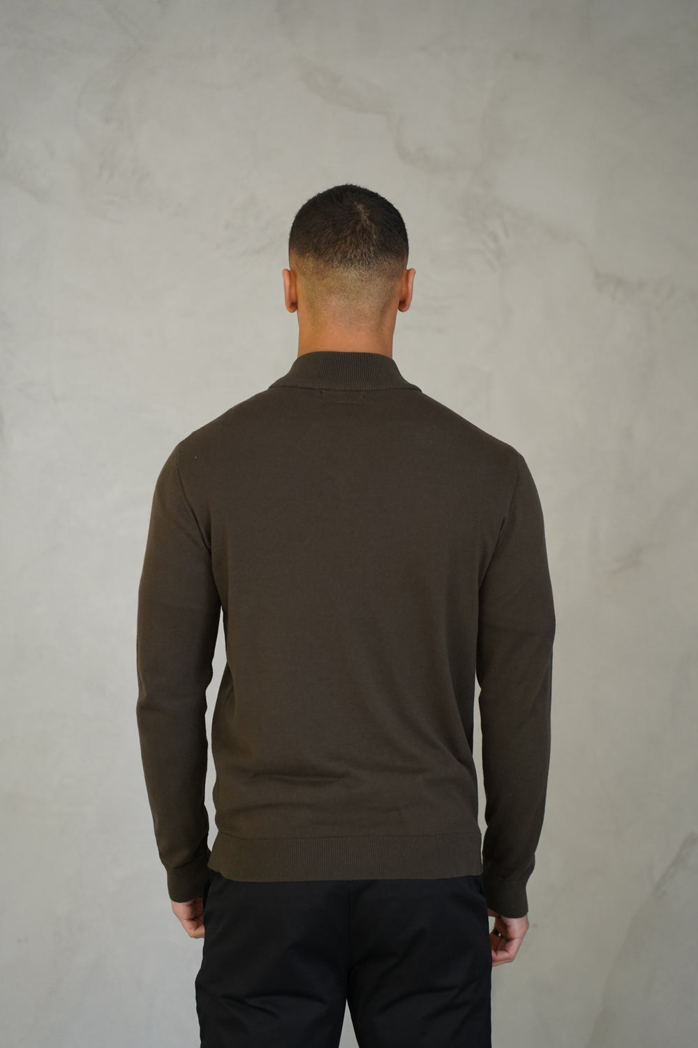 Capo Egyptian Cotton 1/4 Zip Top - Khaki