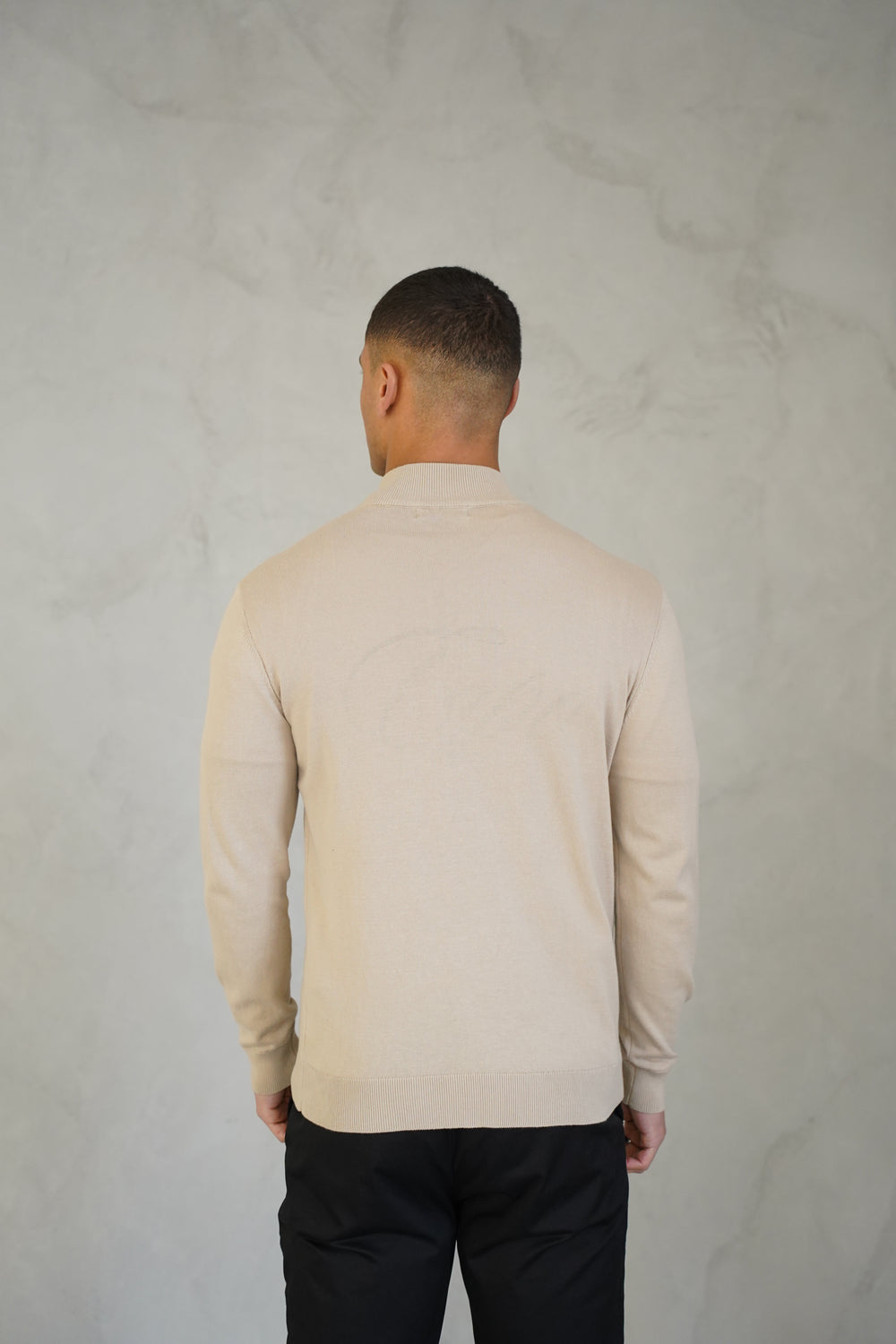 Capo Egyptian Cotton 1/4 Zip Top - Oatmeal