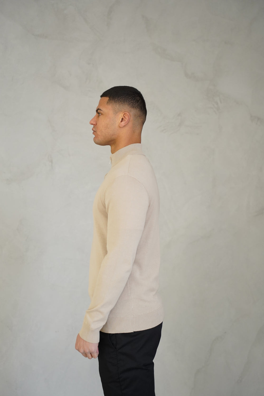 Capo Egyptian Cotton 1/4 Zip Top - Oatmeal