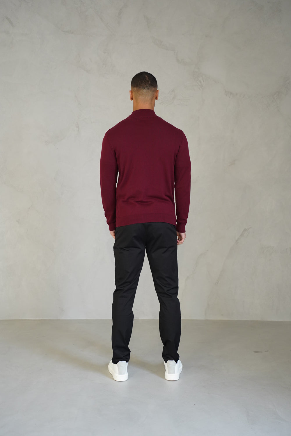 Capo Egyptian Cotton 1/4 Zip Top - Burgundy