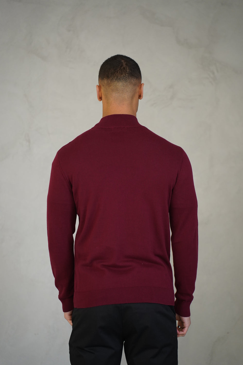 Capo Egyptian Cotton 1/4 Zip Top - Burgundy