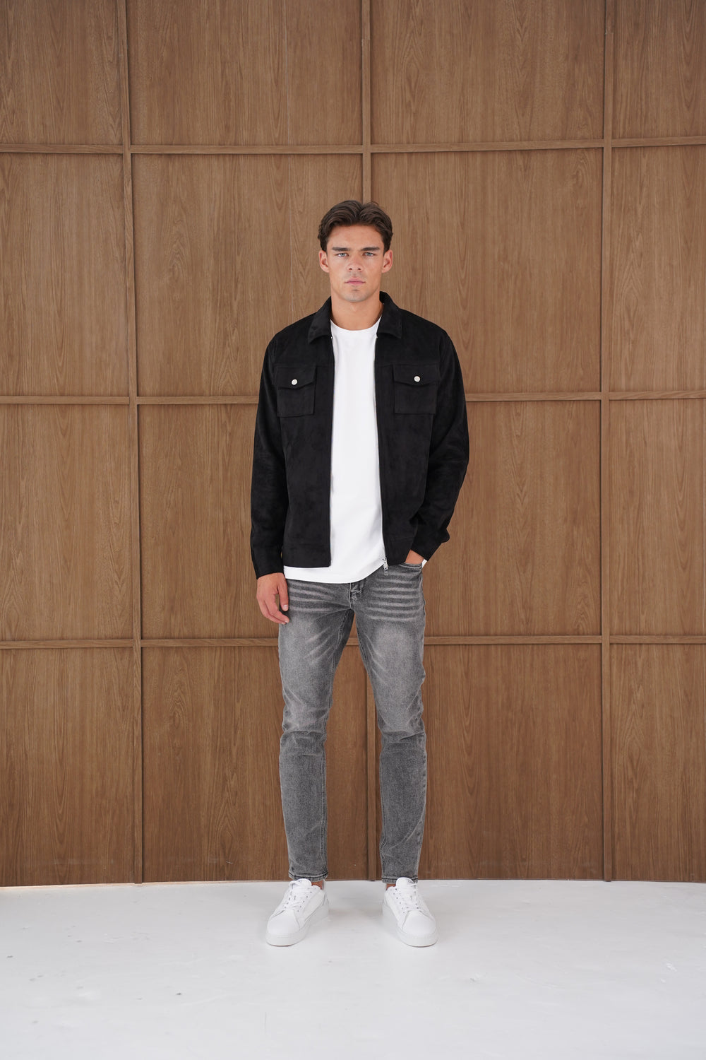 Capo Faux Suede Jacket - Black