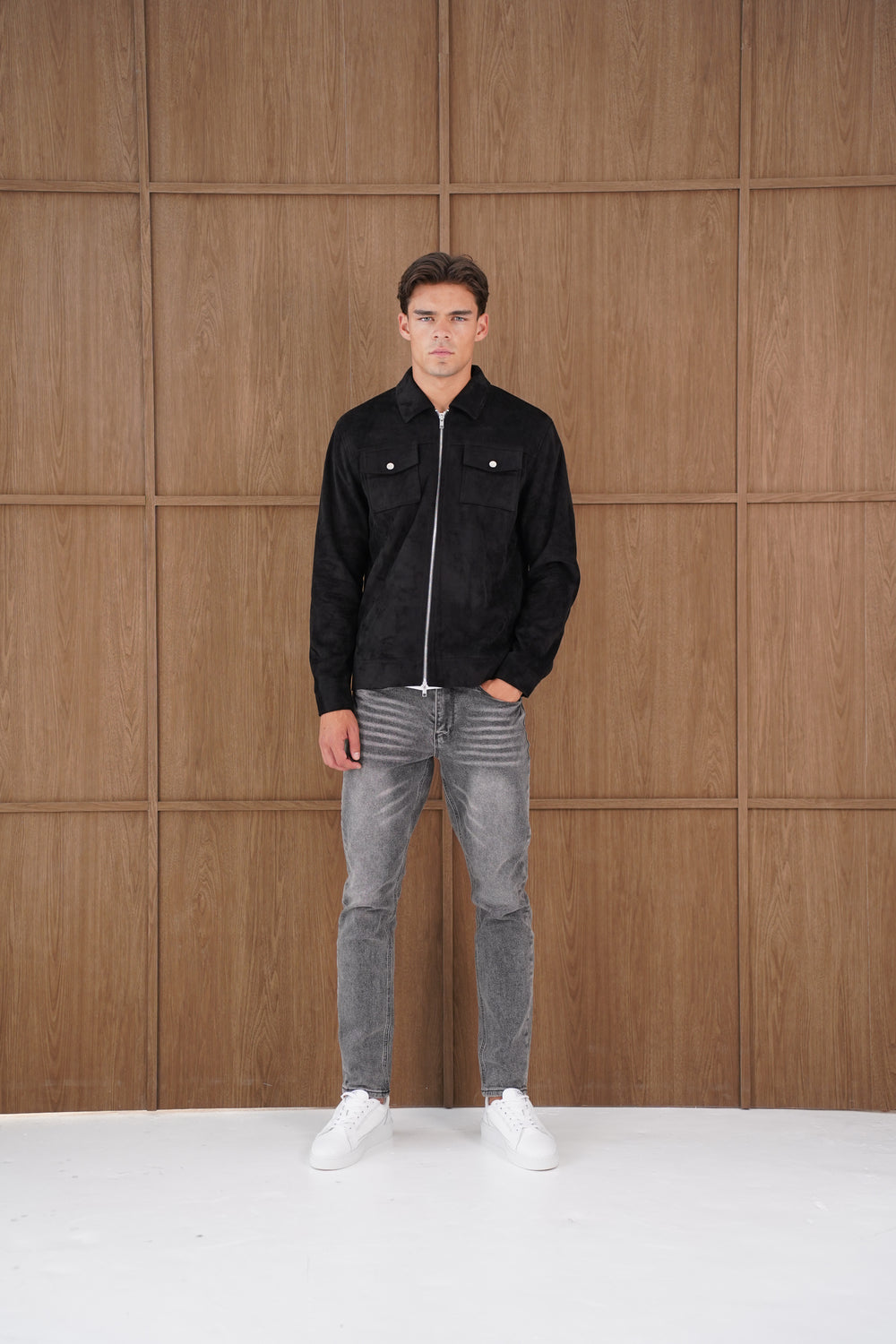 Capo Faux Suede Jacket - Black