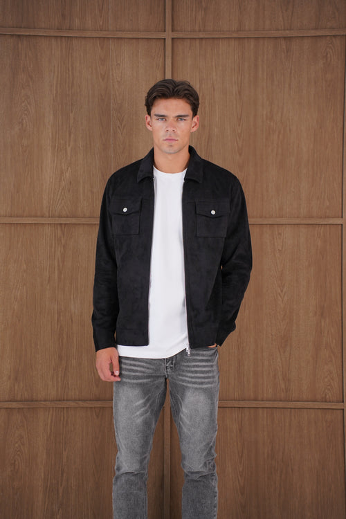 Capo Faux Suede Jacket - Black