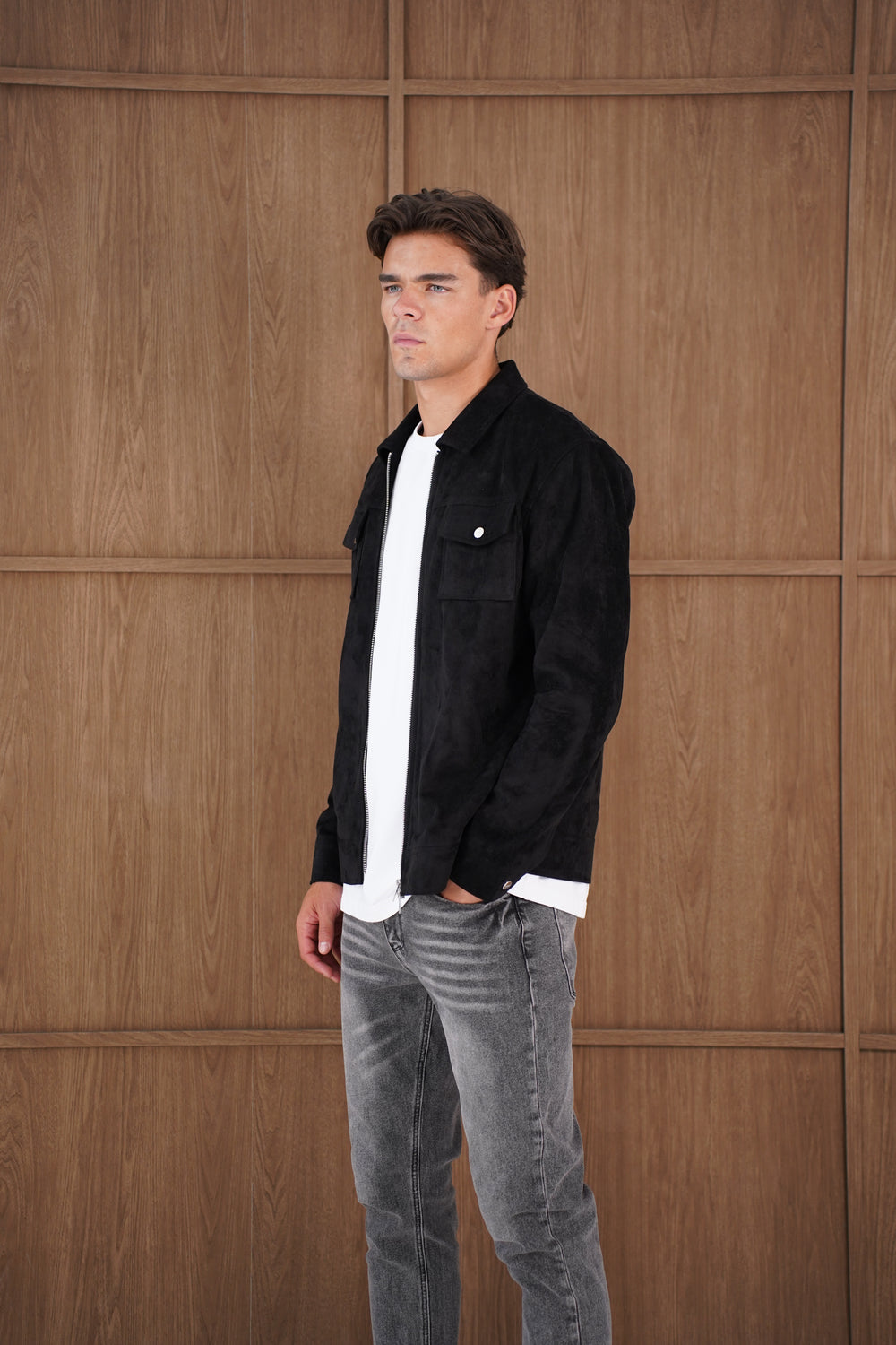 Capo Faux Suede Jacket - Black