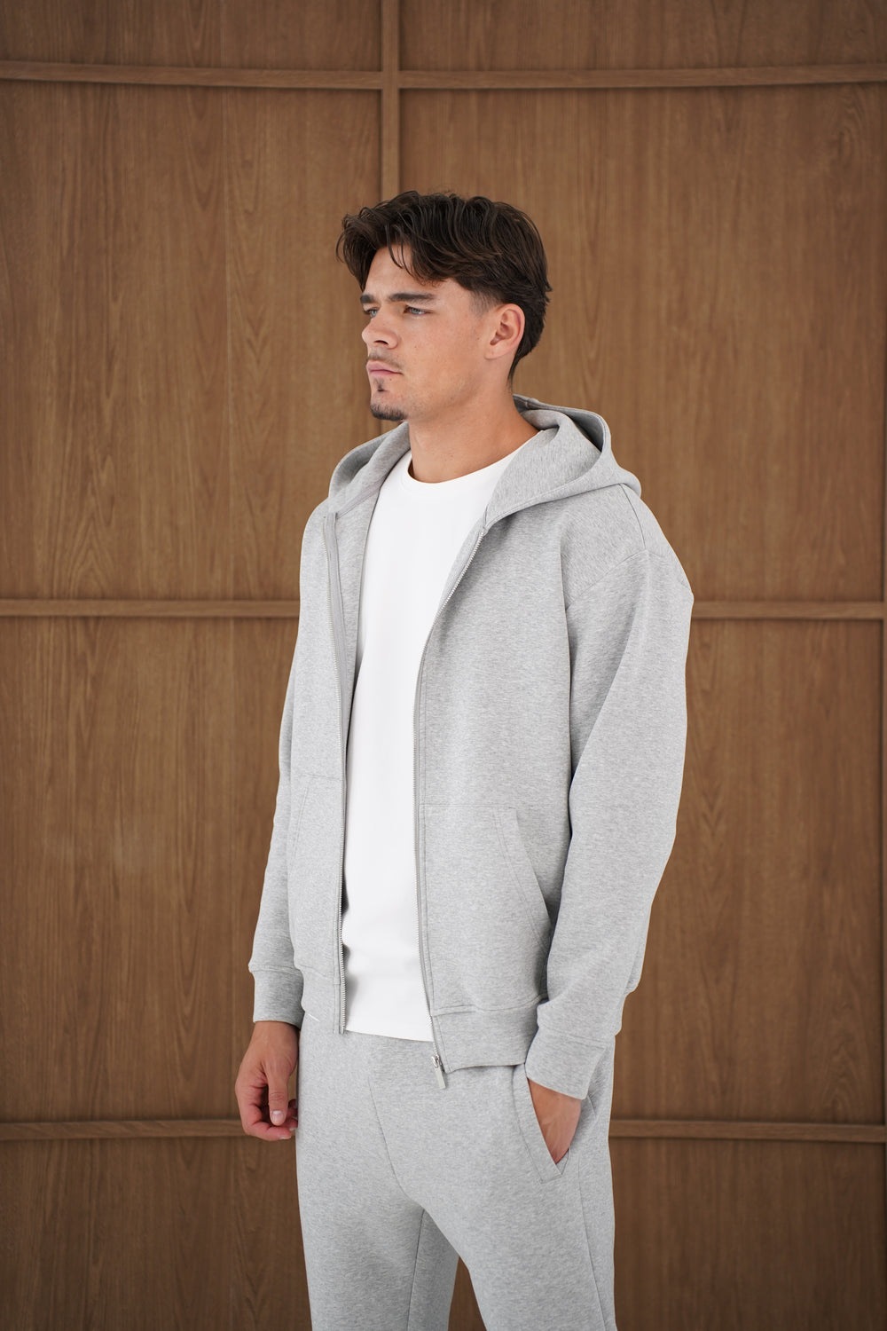 Capo Toby Zip Through Hoodie - Grey Marl