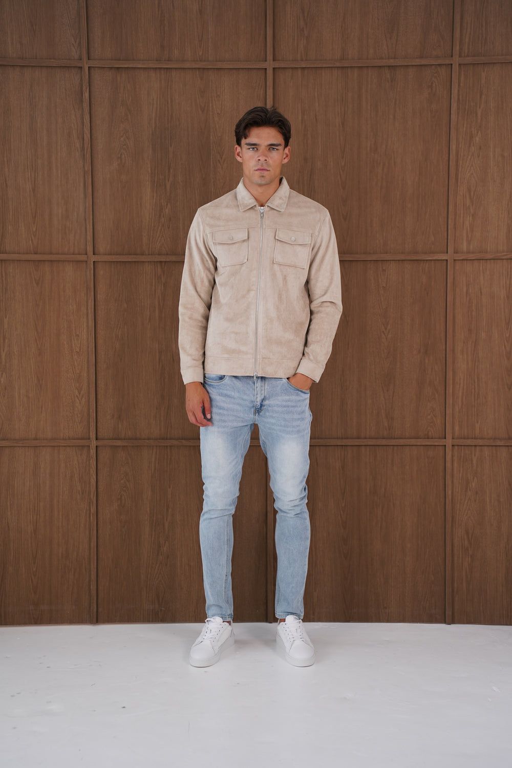 Capo Faux Suede Jacket - Stone