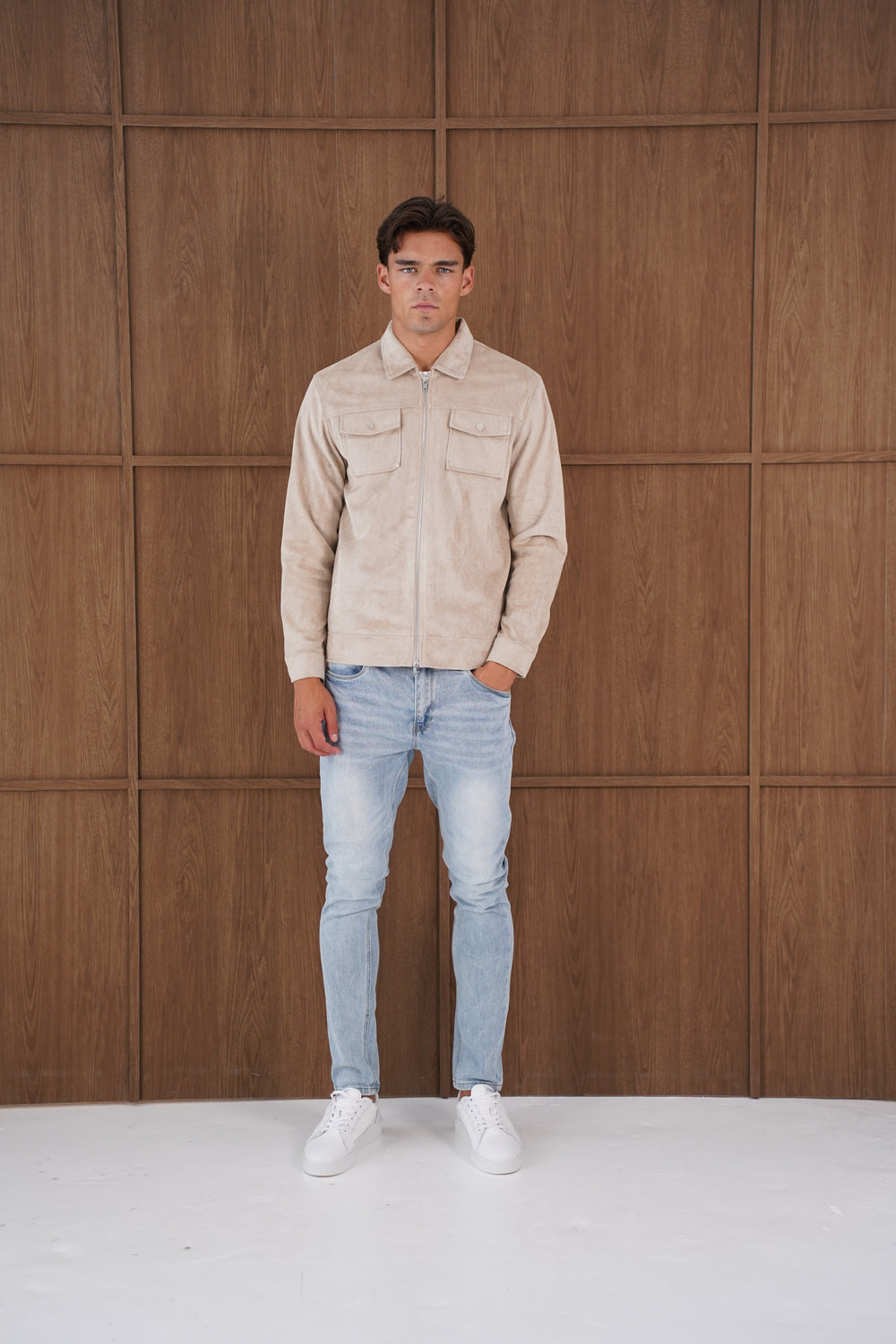 Capo Faux Suede Jacket - Stone