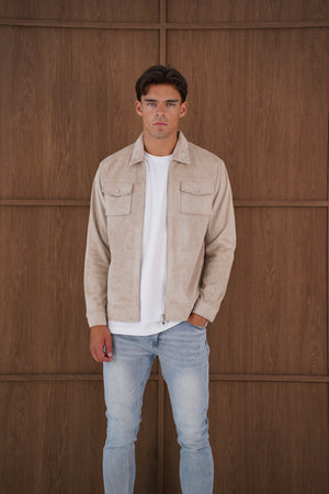 Capo Faux Suede Jacket - Stone