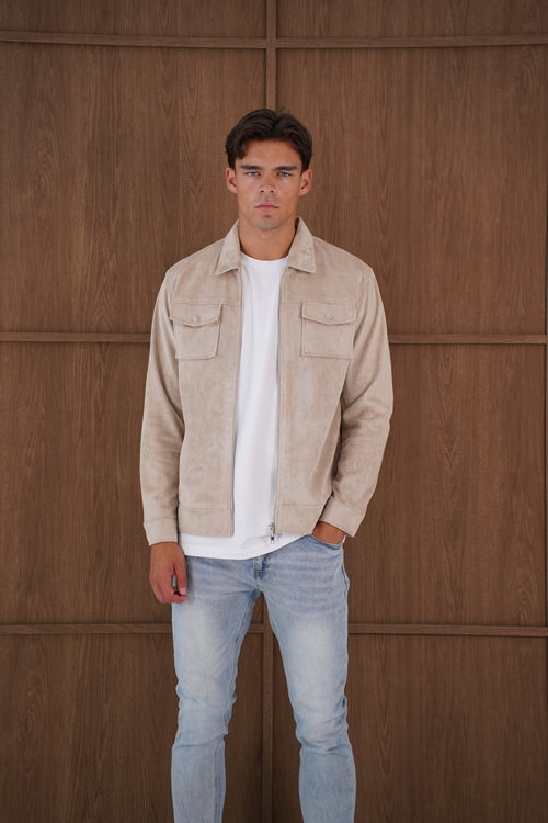 Capo Faux Suede Jacket - Stone