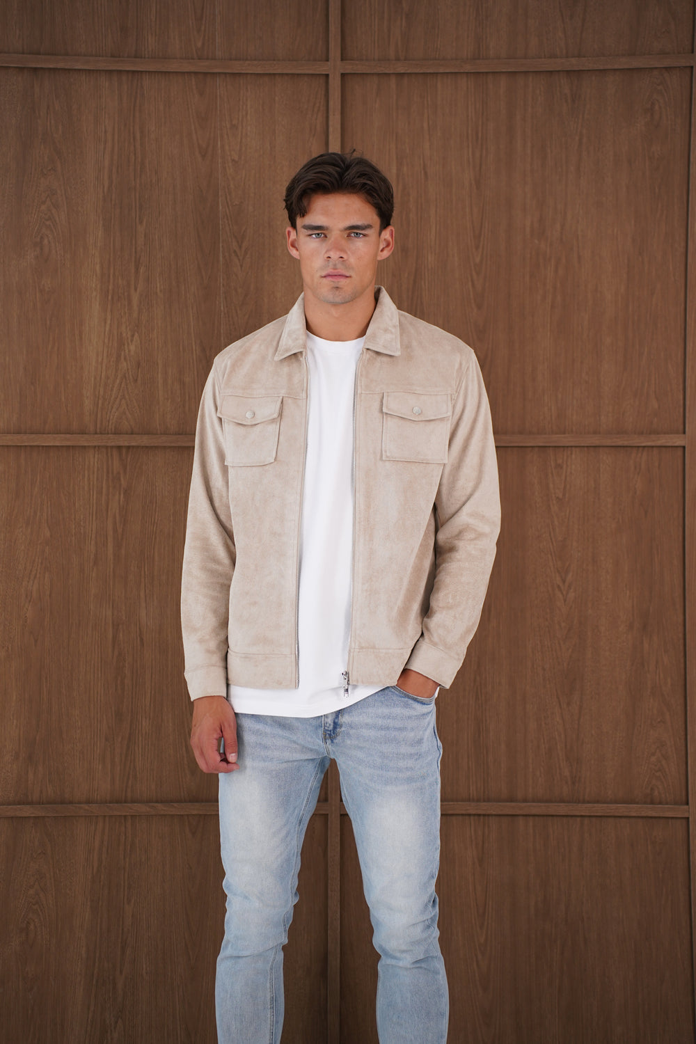 Capo Faux Suede Jacket - Stone