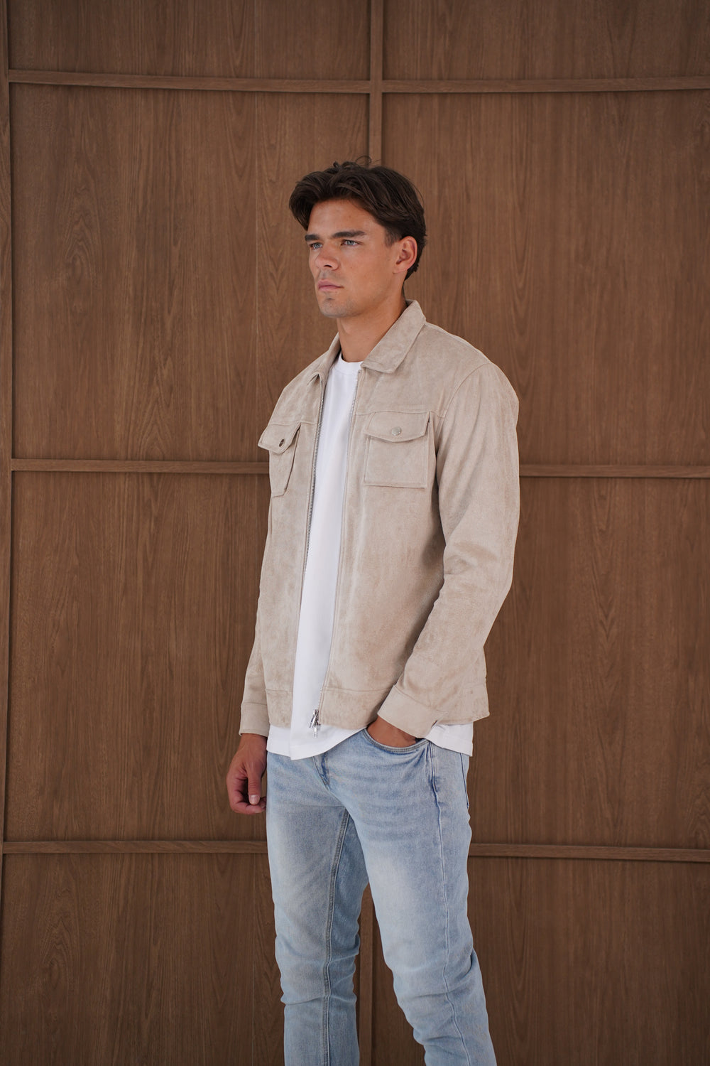 Capo Faux Suede Jacket - Stone