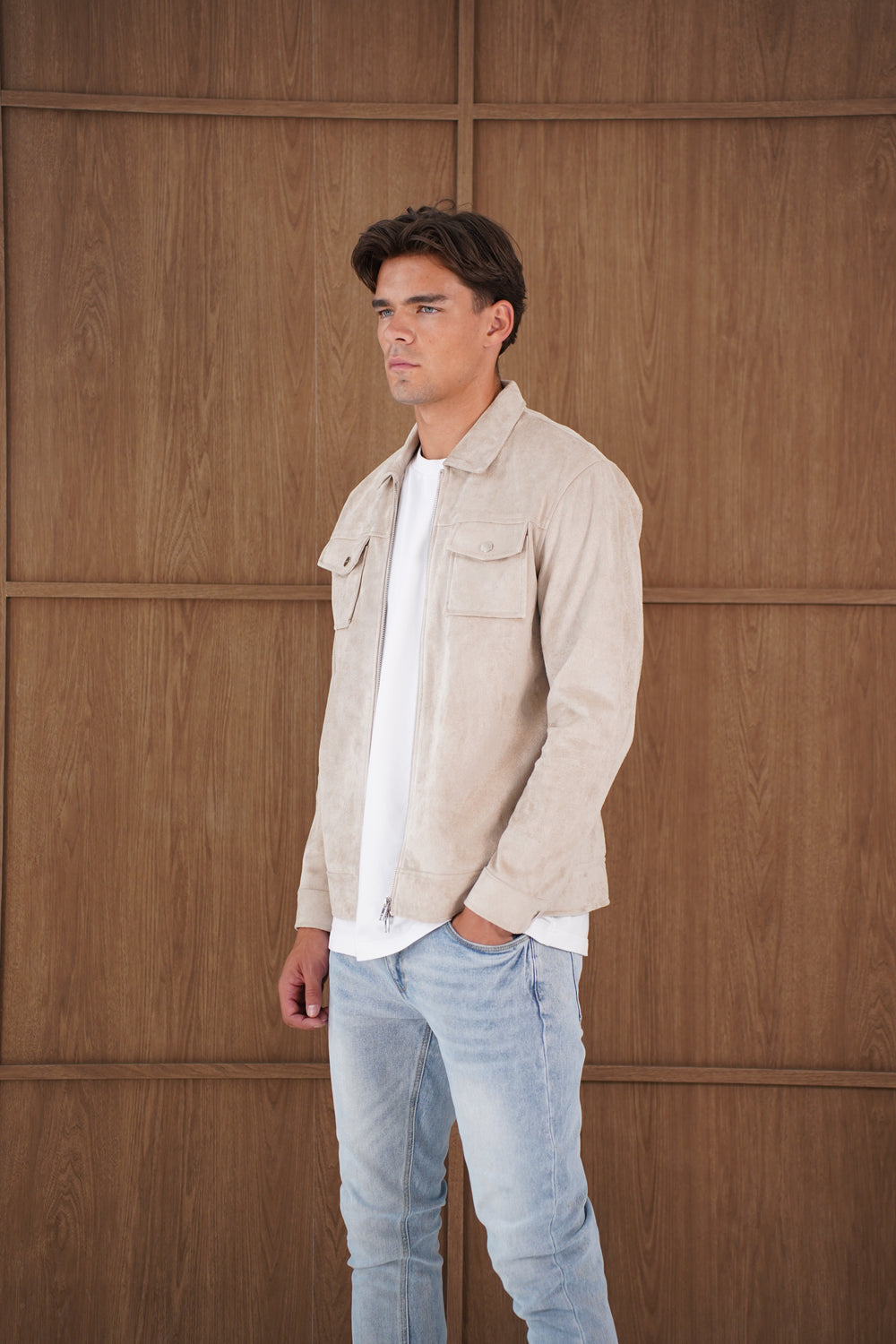Capo Faux Suede Jacket - Stone