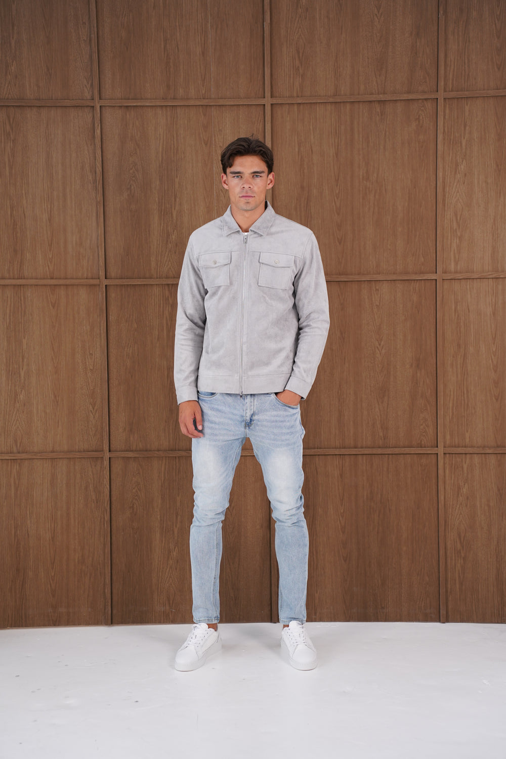 Capo Faux Suede Jacket - Grey