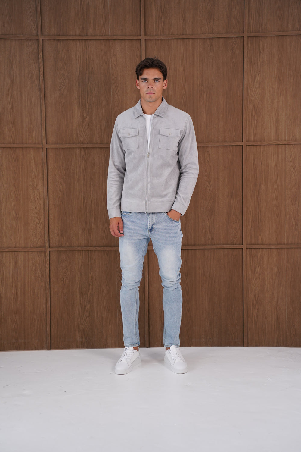 Capo Faux Suede Jacket - Grey