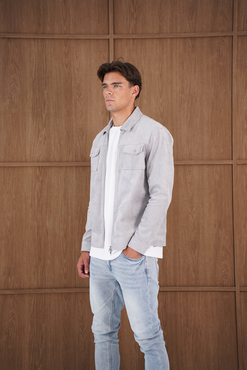 Capo Faux Suede Jacket - Grey