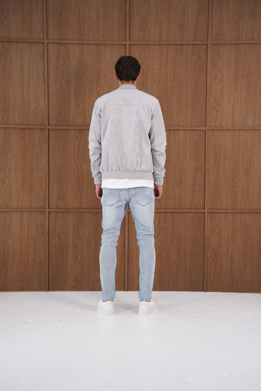 Capo Faux Suede Bomber Jacket - Grey