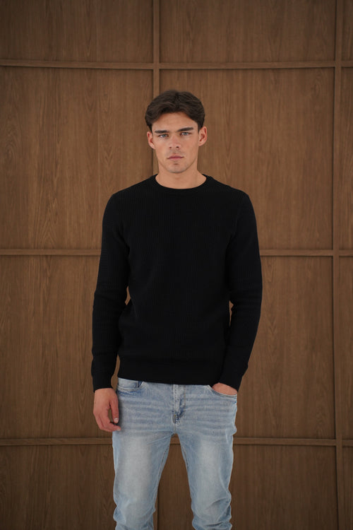 Capo CABLE Knit Jumper - Black