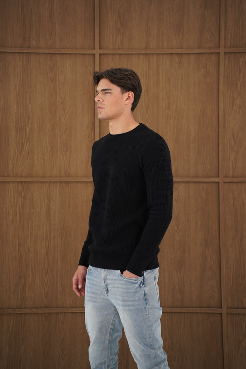 Capo CABLE Knit Jumper - Black