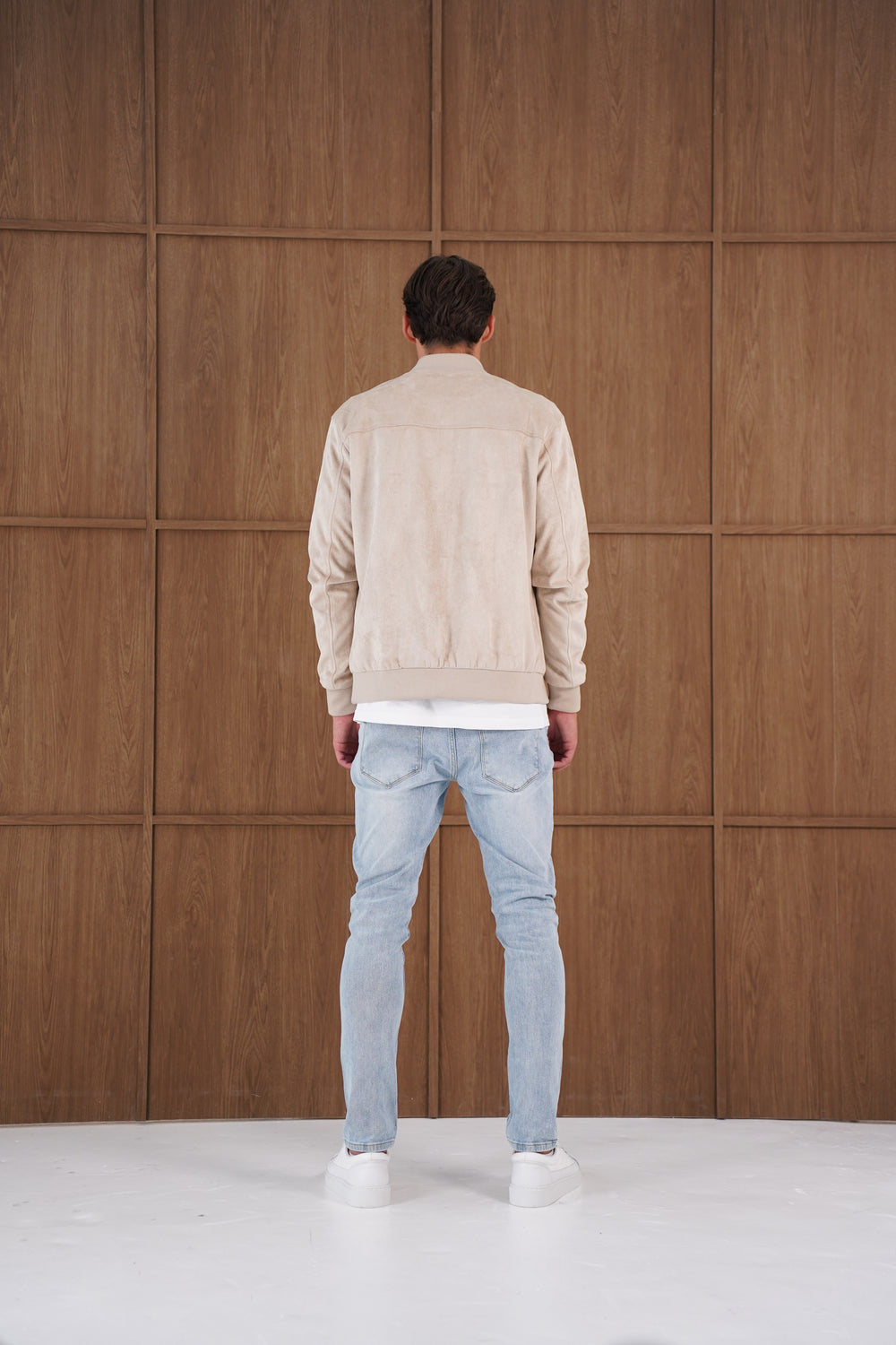 Capo Faux Suede Bomber Jacket - Stone