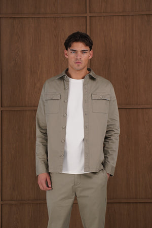 Capo Cotton Cargo Overshirt - Olive