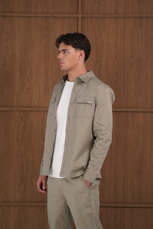 Capo Cotton Cargo Overshirt - Olive