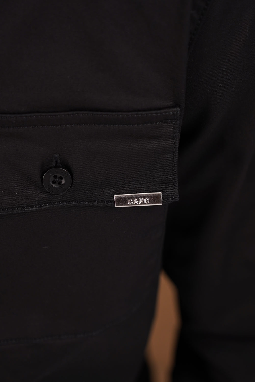 Capo Cotton Cargo Overshirt - Black