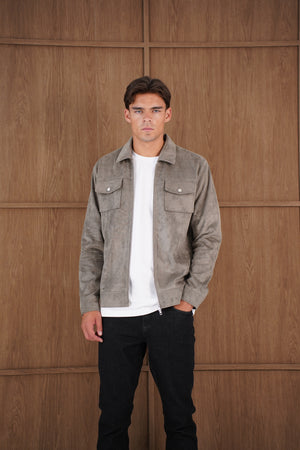 Capo Faux Suede Jacket - Olive
