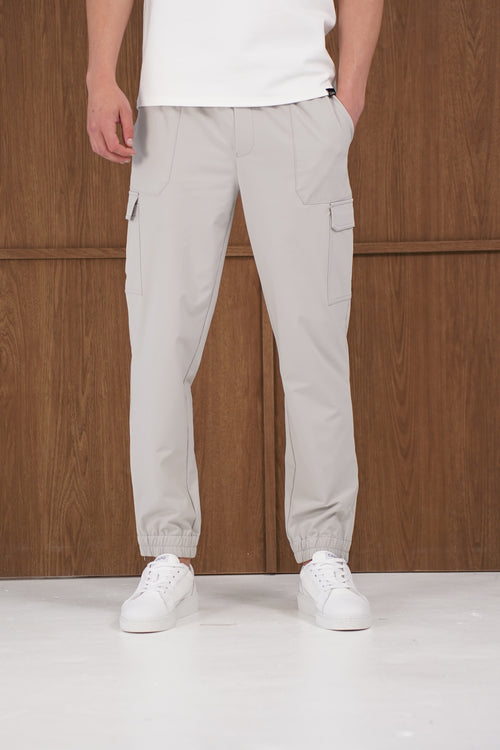 Capo Smart Cuffed Cargo Pants - Light Grey