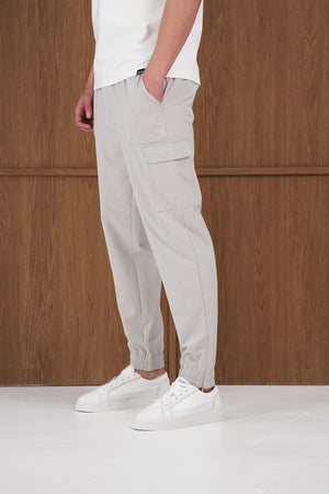 Capo Smart Cuffed Cargo Pants - Light Grey