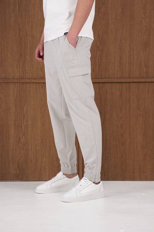 Capo Smart Cuffed Cargo Pants - Light Grey