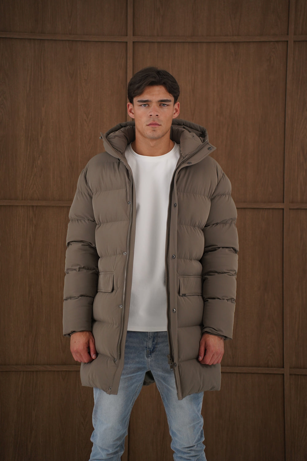 Capo Mid-Length Puffer Coat - Brown