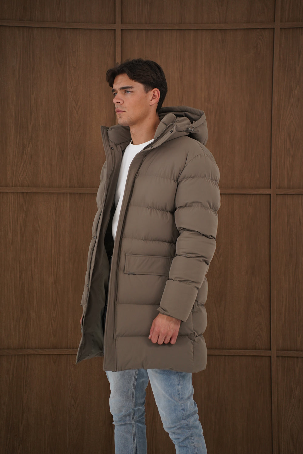 Capo Mid-Length Puffer Coat - Brown