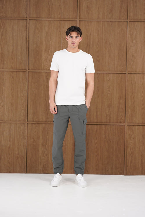 Capo Smart Cuffed Cargo Pants - Charcoal