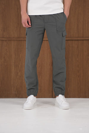 Capo Smart Cuffed Cargo Pants - Charcoal