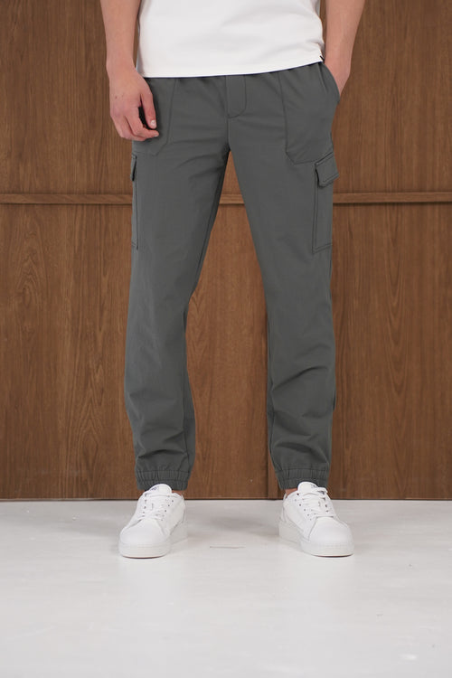 Capo Smart Cuffed Cargo Pants - Charcoal
