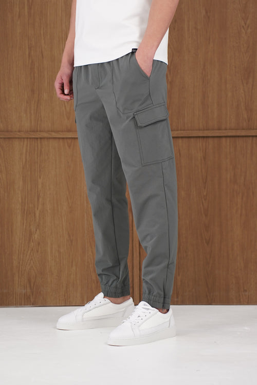 Capo Smart Cuffed Cargo Pants - Charcoal