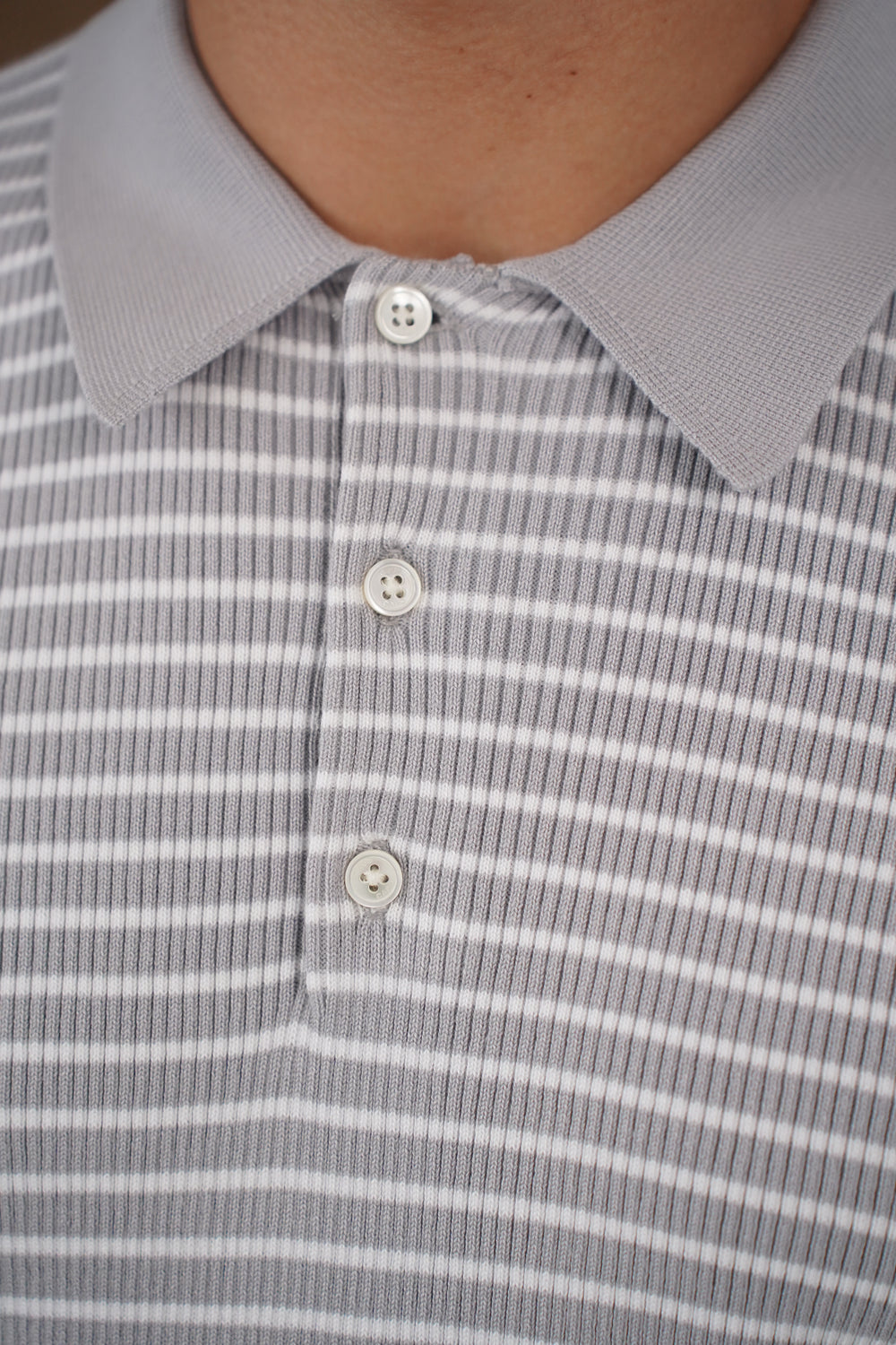 Capo Stripped Button Polo Shirt - Grey