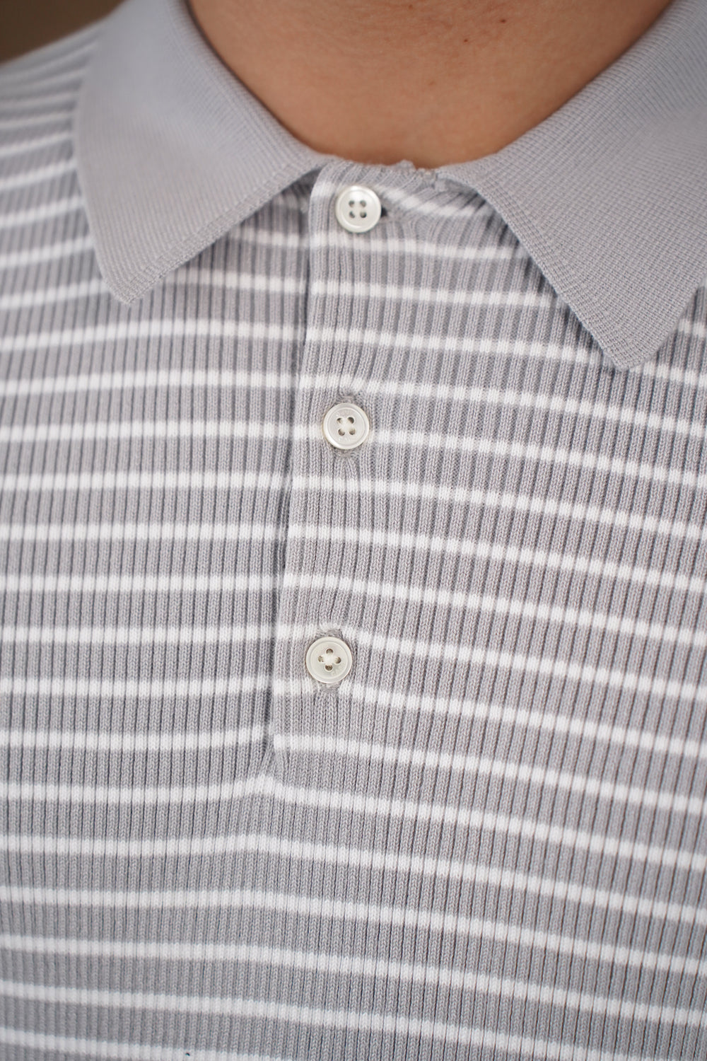 Capo Stripped Button Polo Shirt - Grey