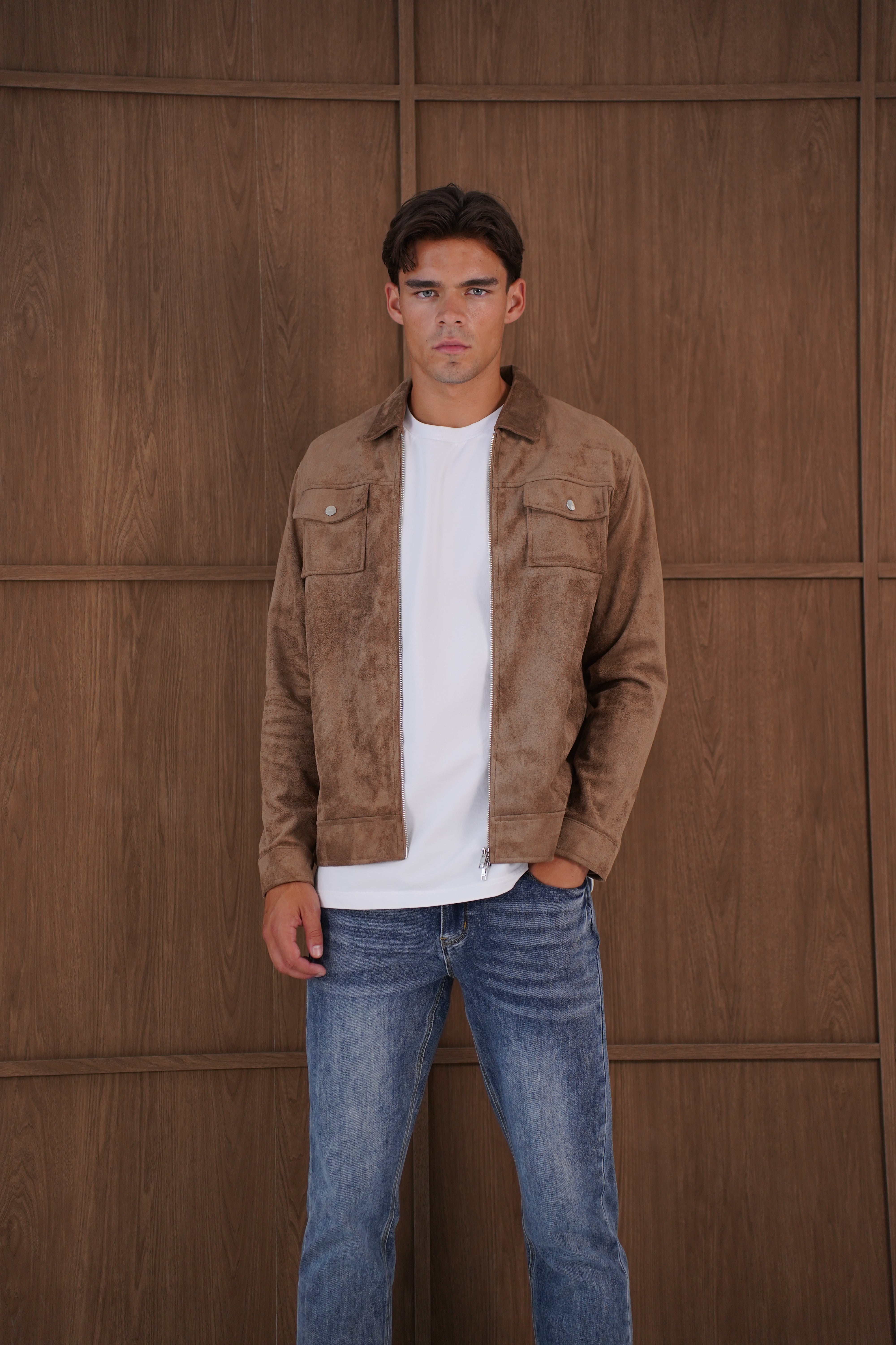 Capo Faux Suede Jacket - Brown